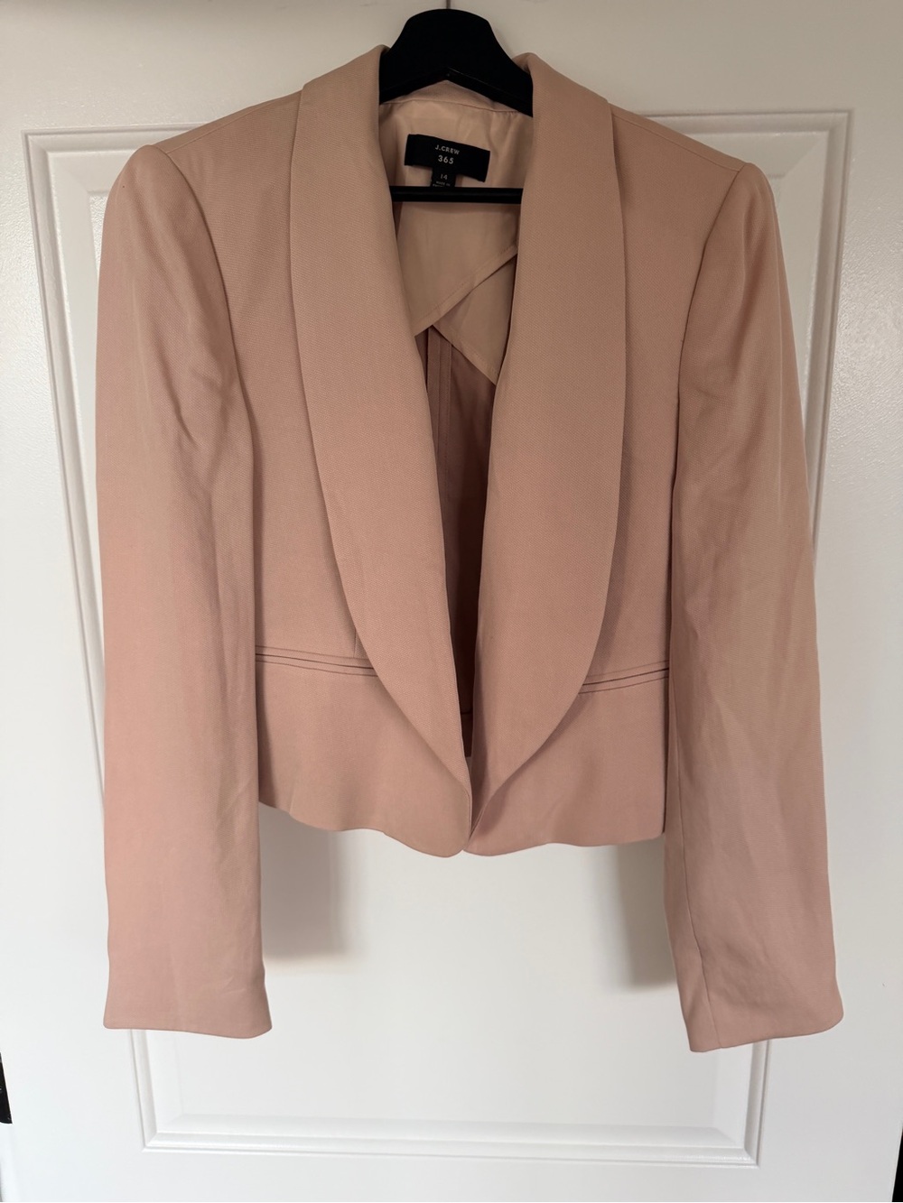 J. Crew Dusty Blush Cropped Shawl-Collar Blazer